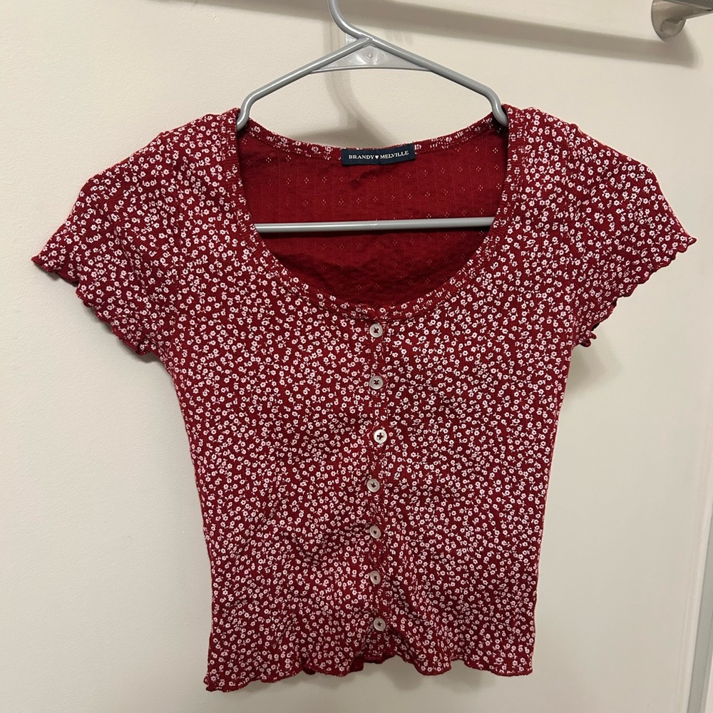 Brandy Melville Red Floral Women's Top